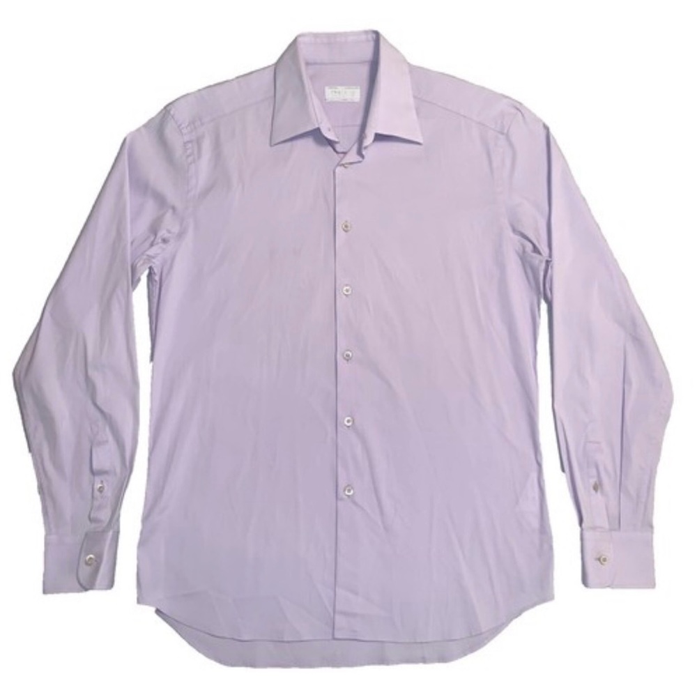 Authentic Prada 2018 Lavender Purple Long Sleeve Nylon Cotton Shirt 39 15.5 $298 - Picture 2 of 13